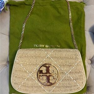 Tory Burch Reva Woven Clutch/Shoulder Bag